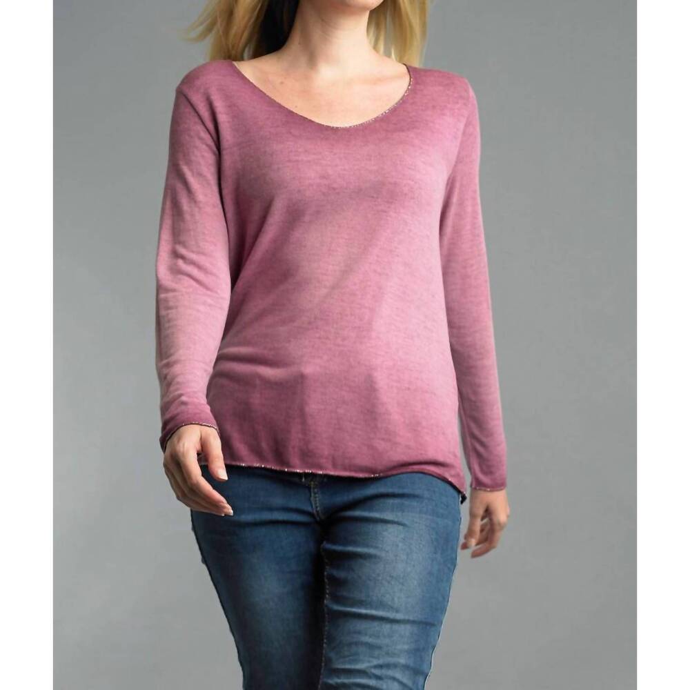 NEW TEMPO PARIS long sleeve basic tee in wine